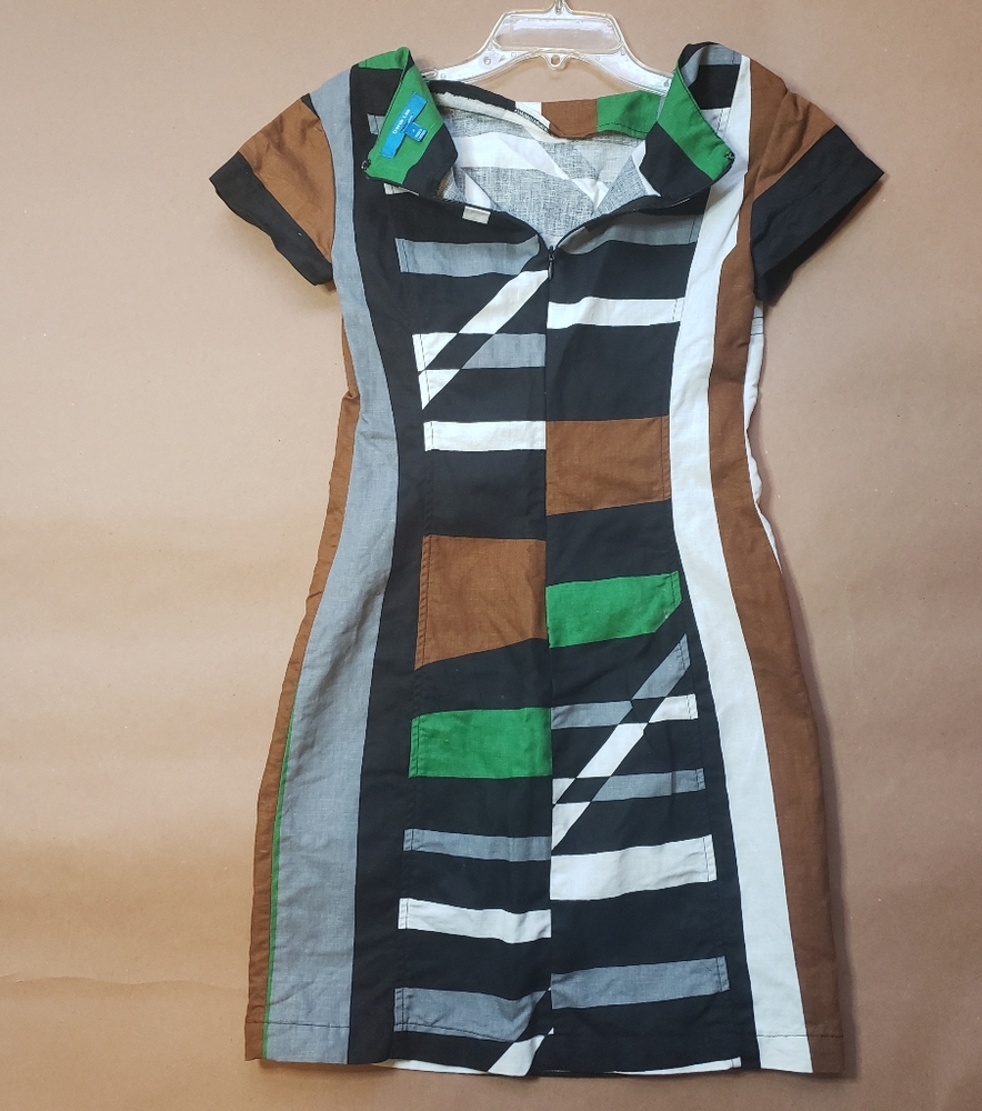 Derek Lam Geometric Color Block Linen Dress Size 2 - Picture 3 of 5